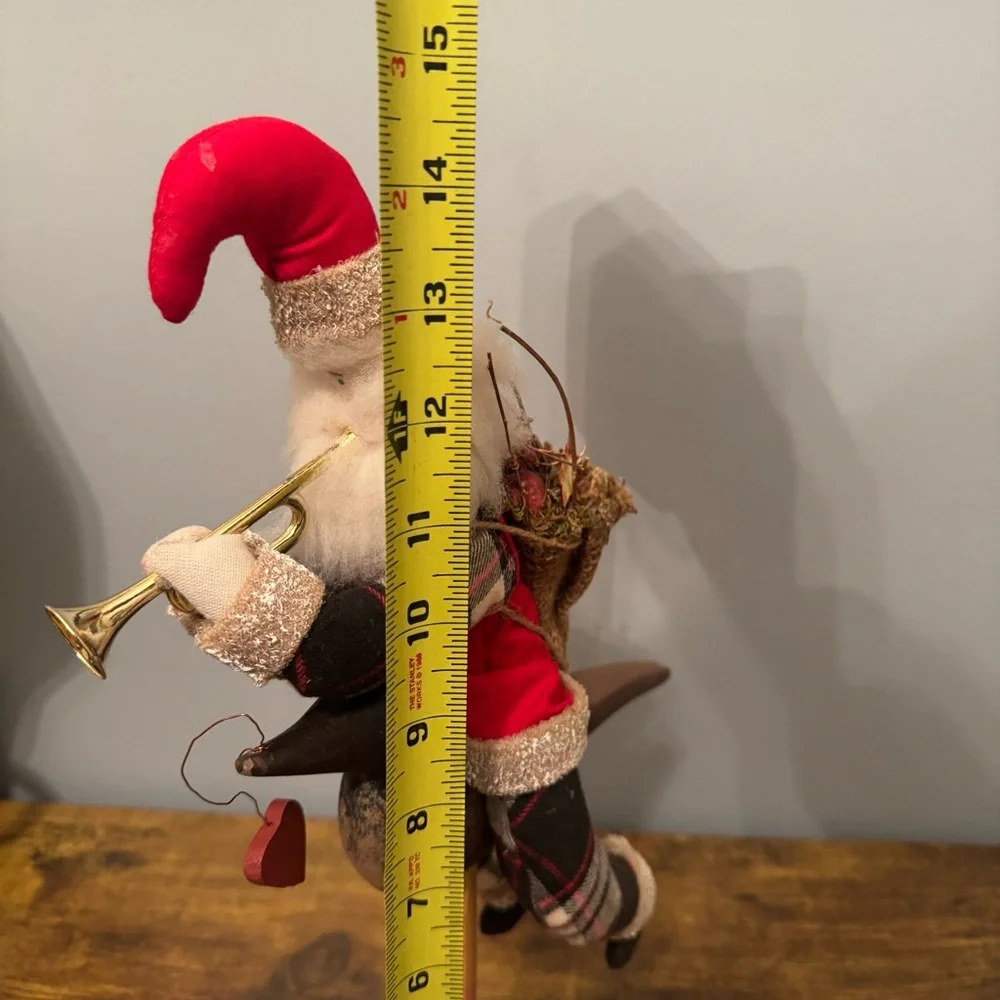 Hudson’s Santa Riding Bird Christmas Folk Art Figurine‎ Holiday Decor